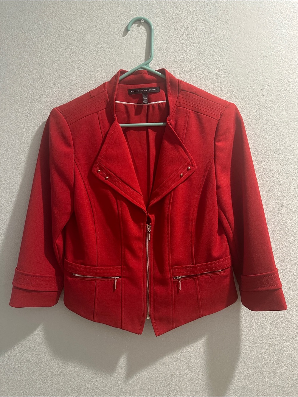 White House Black Market Red Zip-Front Women's Jacket